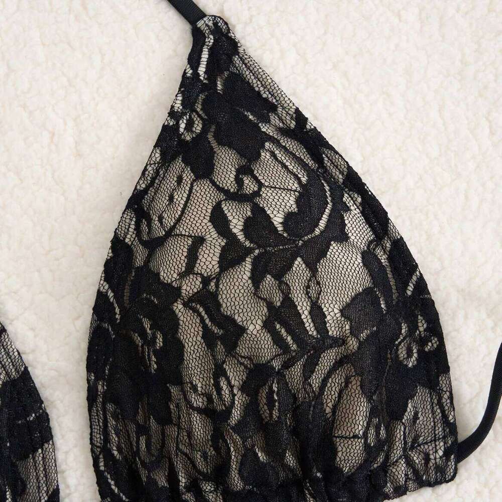 2025 new lace strap bikini three-piece set women's beach swimsuit