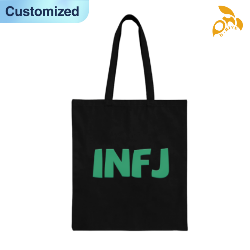 Free shipping trendy designers customize lightweight and high-quality black full-print canvas tote DIY bags