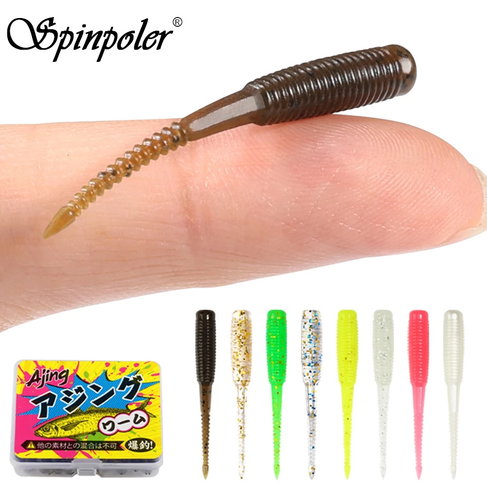 Spinpoler 20pcsbox Ajing Soft Fishing Lure 35cm Rockfish TPR Swimbaits Nightlight Worm Ice Jig Artificial Baits Bass Tackle 250708