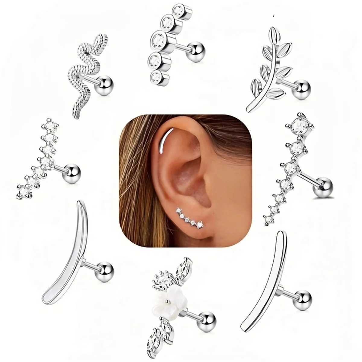 2Pcs 16G Stainless Steel Screw Back Stud Earrings for Women Cubic Zirconia Cartilage Conch Helix Ear Piercing Jewelry X250718