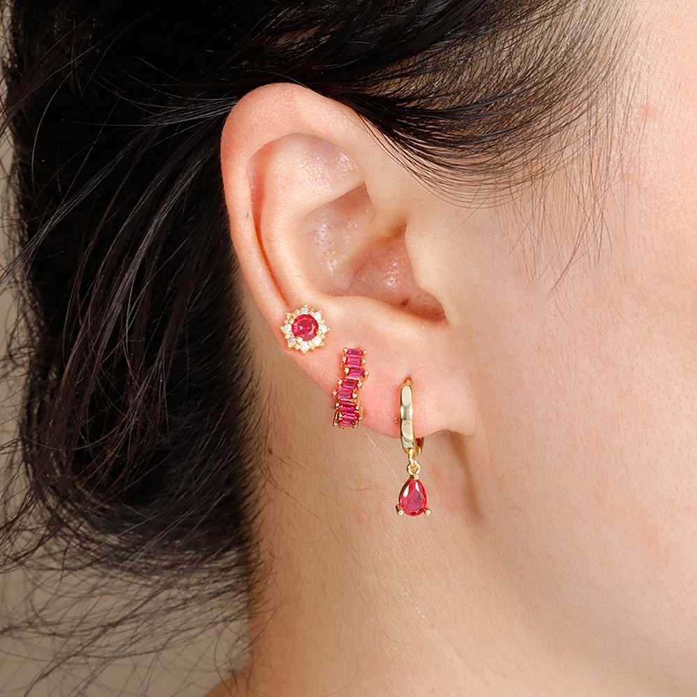 3pcs Fashion Stainless Steel Water Drop Earrings Set For Women Geometric Round Pendant Cartilage Piercing Jewelry Accessories X2507181