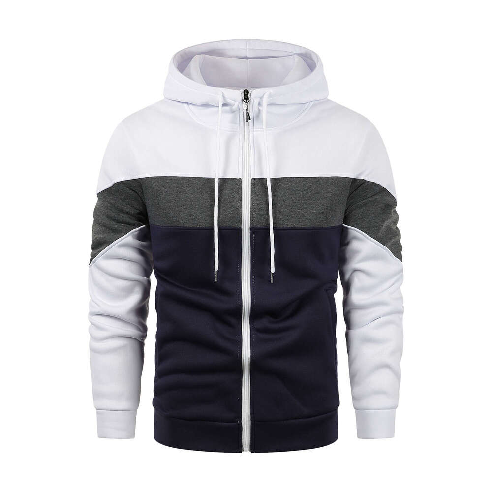 Spring Autumn Casual Color Block Hoodie Sweatshirt Jacket Men's Plus Size Loose Sports Couple Outfit B5