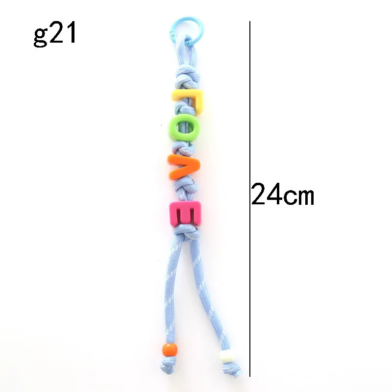 Dopamine Acrylic Beads Letter Colored Braided Rope Backpack Pendant Keychain Y2K Women Men Bag Car Beaded Keyring Accessories 250717