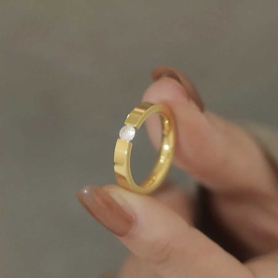 4mm Stainless Steel Gold/Silver Color Zirconia Finger Rings for Men Size 5-10 Wedding Band Engagement Jewelry Gifts X250718