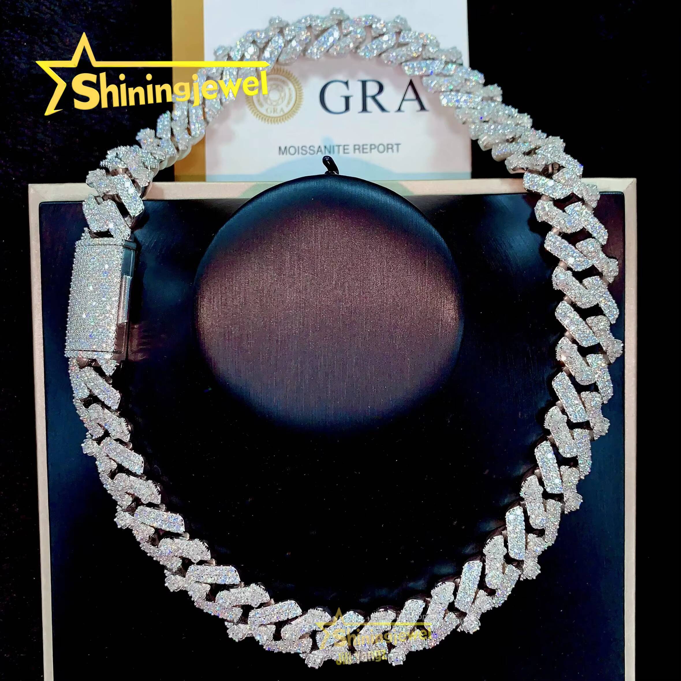 Bargain Sale 18mm Cuban Link Chain Button Design Moissanite Cuban Bracelet Necklace Custom Hip Hop Diamond Cuban Links