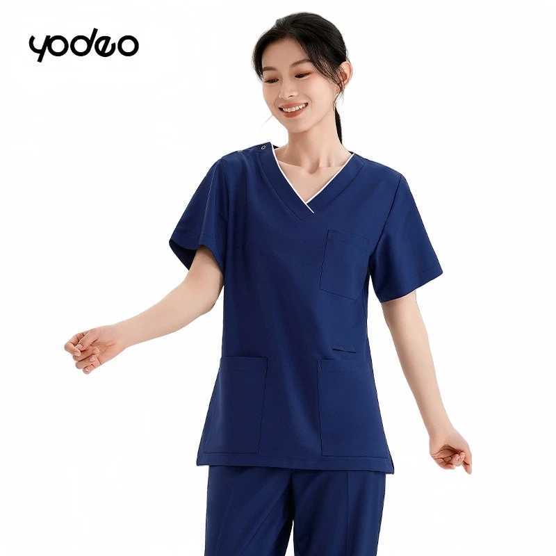Quick dry brushing hand clothing surgical gowns elastic unisex short sleeved set Breathable ice silk operating room work clothes Z250718