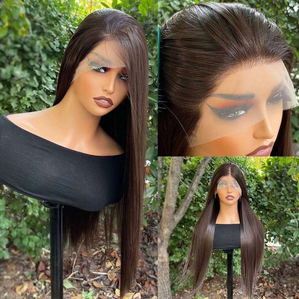 Japan Natural Black 13X4 Synthetic Lace Front For Women Heat Resistant Hair Glueless Wigs 26 Inch Long Straight Wig 150%