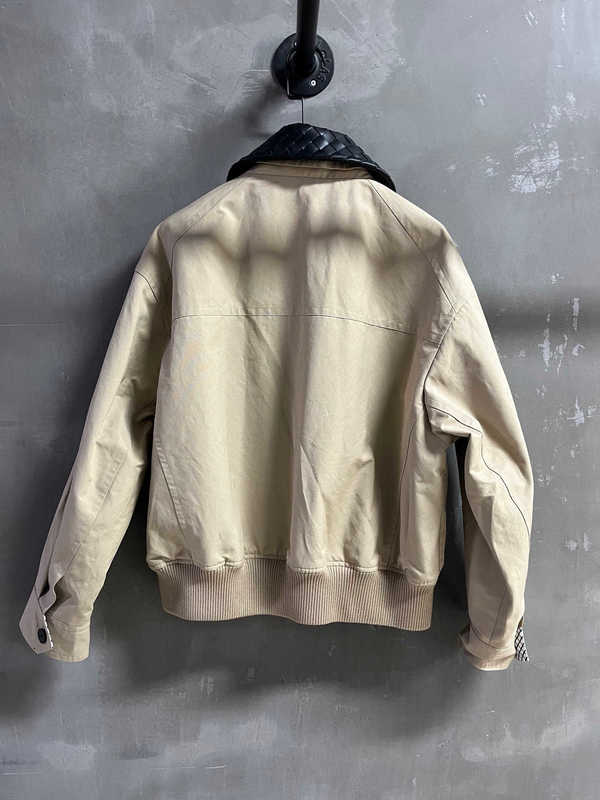 Mens Genuine Leather Jacket Patchwork Design Woven Lapel Long Sleeve Color Block Elegant Commuter Style L251013