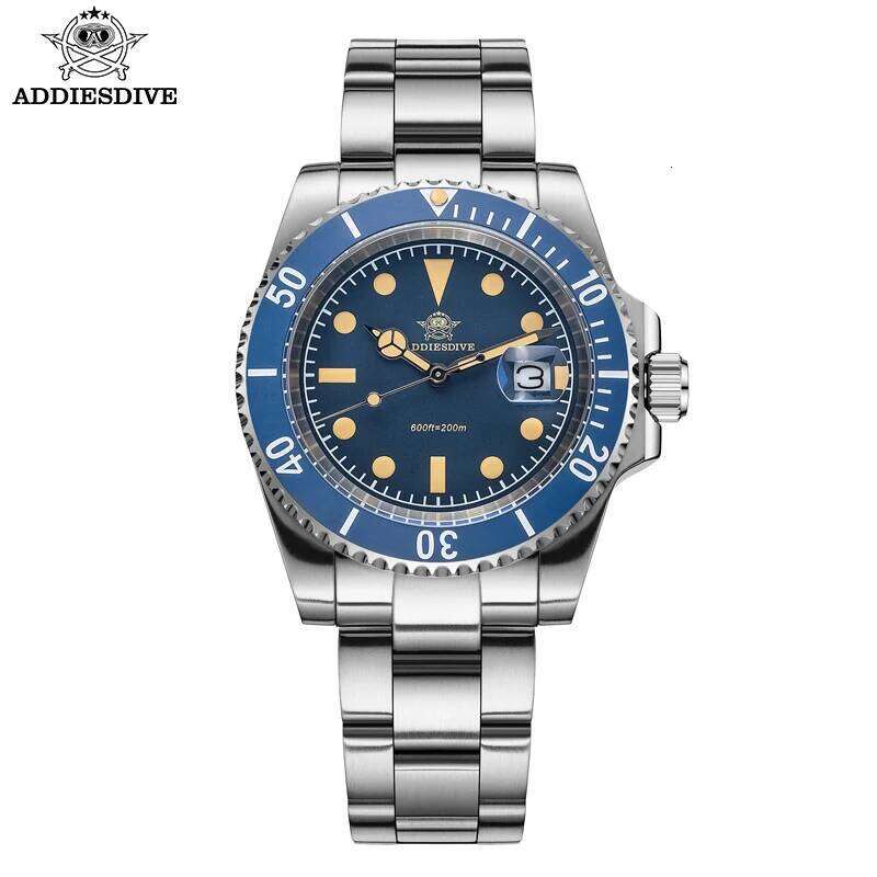 ADDIESDIVE Quartz Watch Display Calendar 41mm Fashion Watches Stainless Steel 20Bar Dive Super Luminous AD2054 WristWatch free shipping