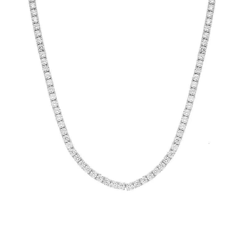 High Quality 3mm Tennis Necklace 925 Sterling Silver Sparking Hiphop VVS Moissanite Tennis Chain