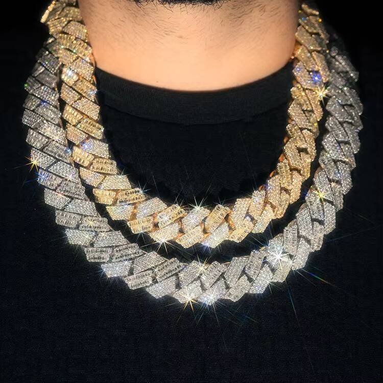 Custom 18MM Big Heavy Iced Out Cuban Necklace Sterling Silver 925 VVS Moissanite Hip Hop Jewelry Cuban Link Chain