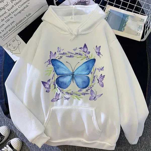 Fashion Butterfly Printed Hoodie Autumn/Winter Casual Hooded Long Sleeve Pullover Sweatshirt XJ250717