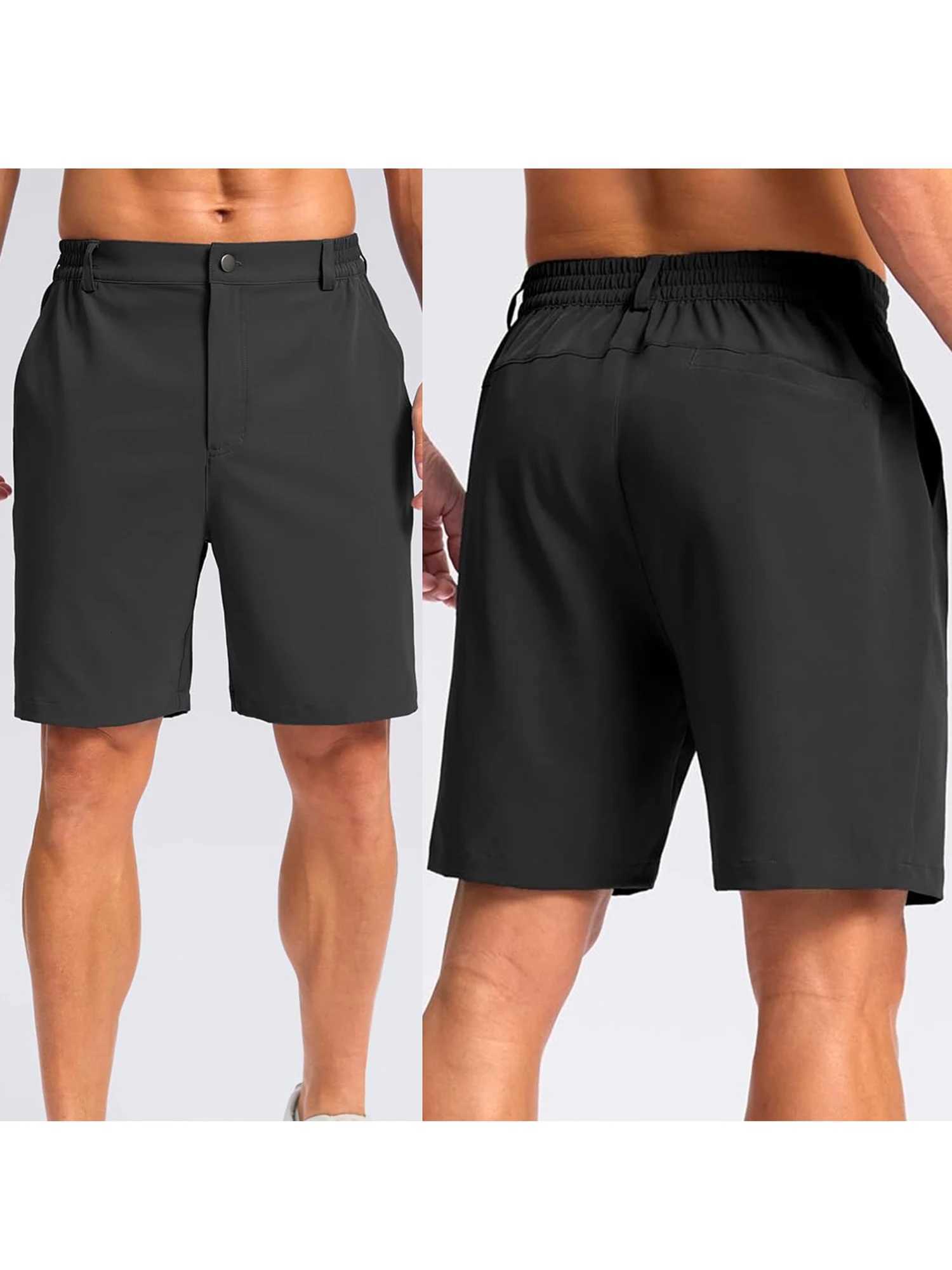 Men s Solid Color Casual Shorts with Back Elastic Waistband and Pockets for Work or Outdoor Activities Perfect for Daily Y2508141