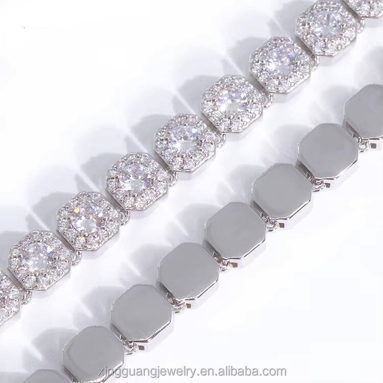 Large Size 8mm VVS Moissanite Cluster Tennis Chain S925 Silver Chain Men Necklace Iced Out Moissanite Diamond Tennis Link Chain