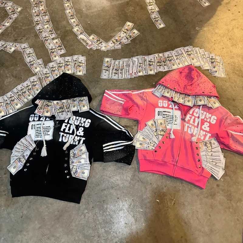 2K Retro Goth Women Embroidered Zip Hoodie Rock Harajuku Men Women Streetwear Punk Hip Hop Washed Hoodie K Pop Clothes X250718