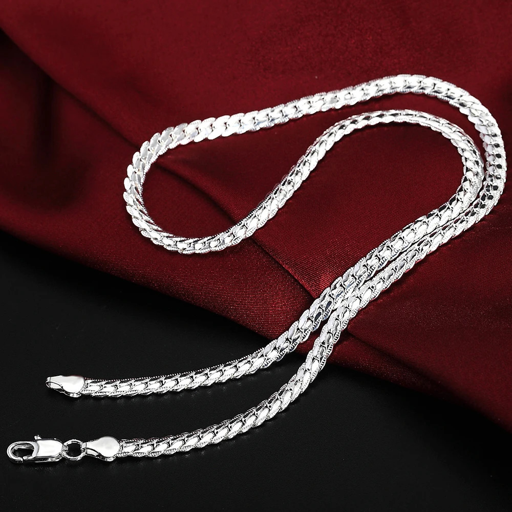 925 Sterling Silver Christmas Gifts European Style 6MM Flat Chain Necklace Bracelets Fashion for Man Women Jewelry Sets S085 250715