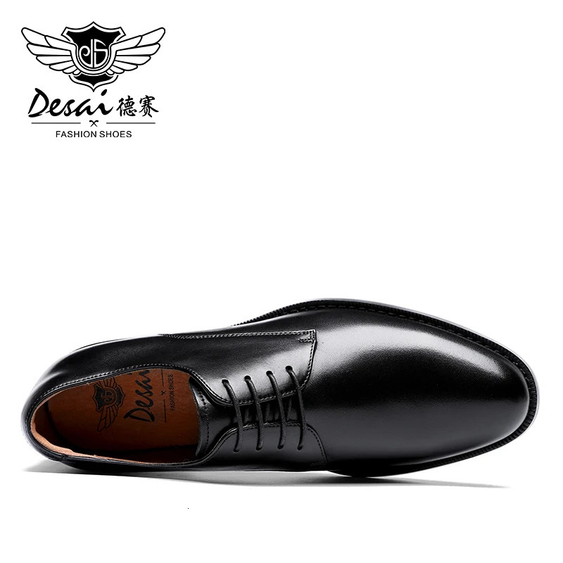 DESAI Genuine Leather Derby Shoes Height Increasing Men Business Classic Footwear Mens Casual Gifts 250717