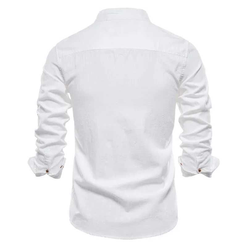 100% Cotton Social Shirt for Men Solid Color Embroidery Brand Shirts Blouses High Quality White Shirt for Men X250718