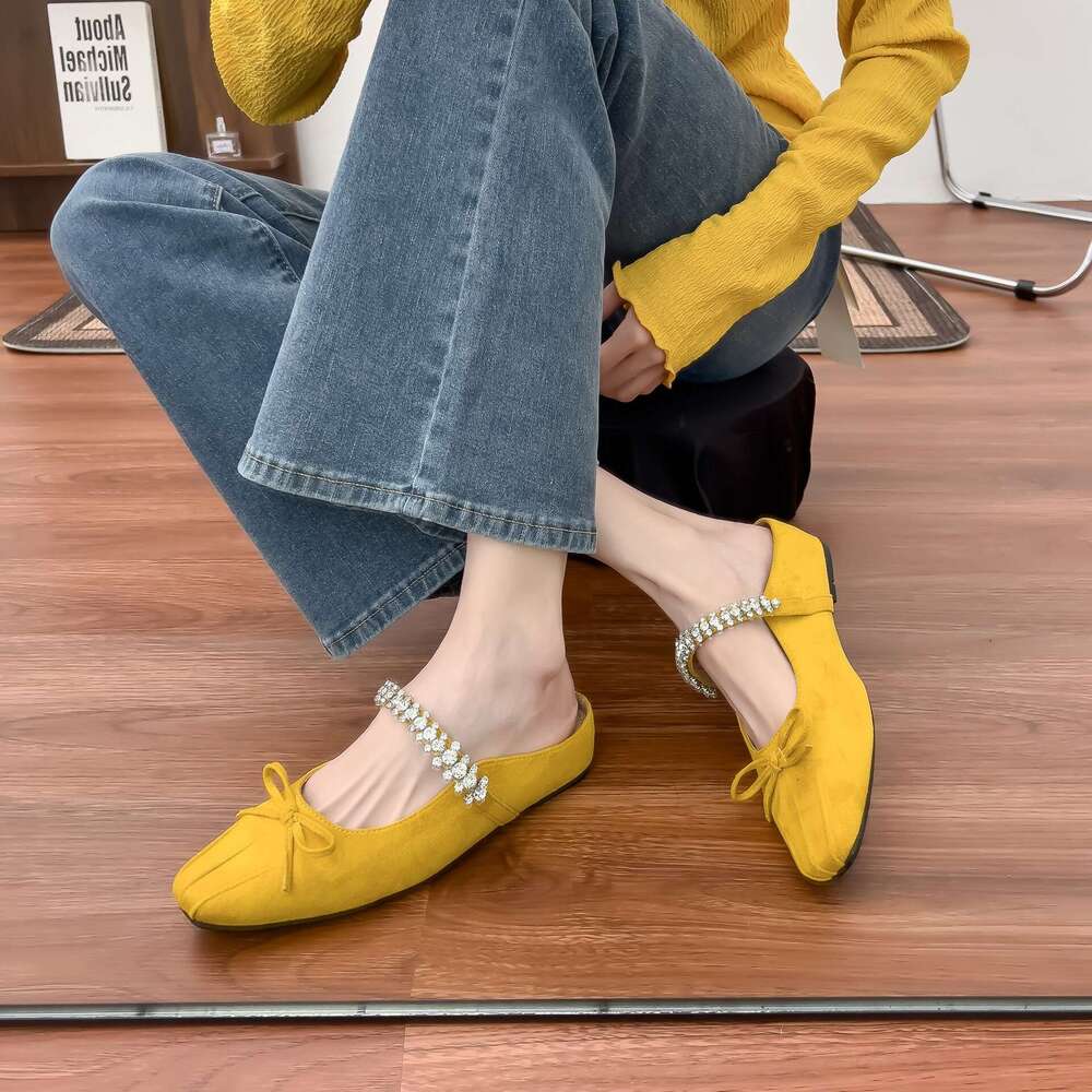 2025 Summer New French Style Petite Height-Increasing Ballet for Women with Bowknot Slip-On Flats