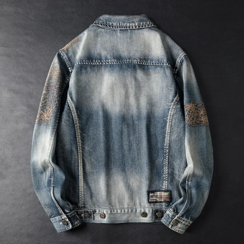 Spring Denim Coat Mens Retro Wash Slim Jacket European Heavy Youth y Top High Appearance Level Shop Sales 250703