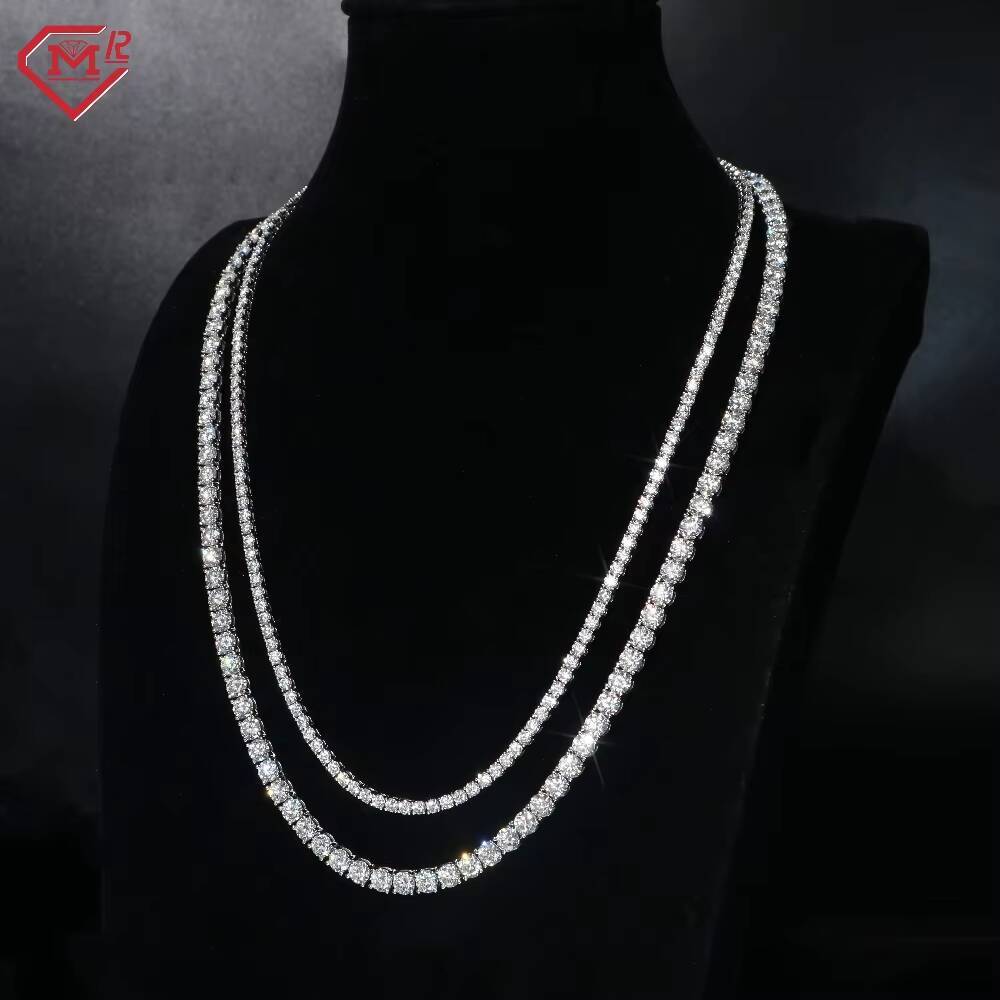Fine Jewelry Tennis Chain Necklace 6MM White Gold Silver 925 Vvs Iced Out Moissanite Tennis Chain