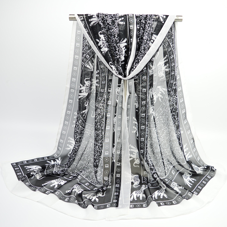 K1395 Spring and summer new Korean chiffon long silk scarf female printed cross-border supply neck scarf