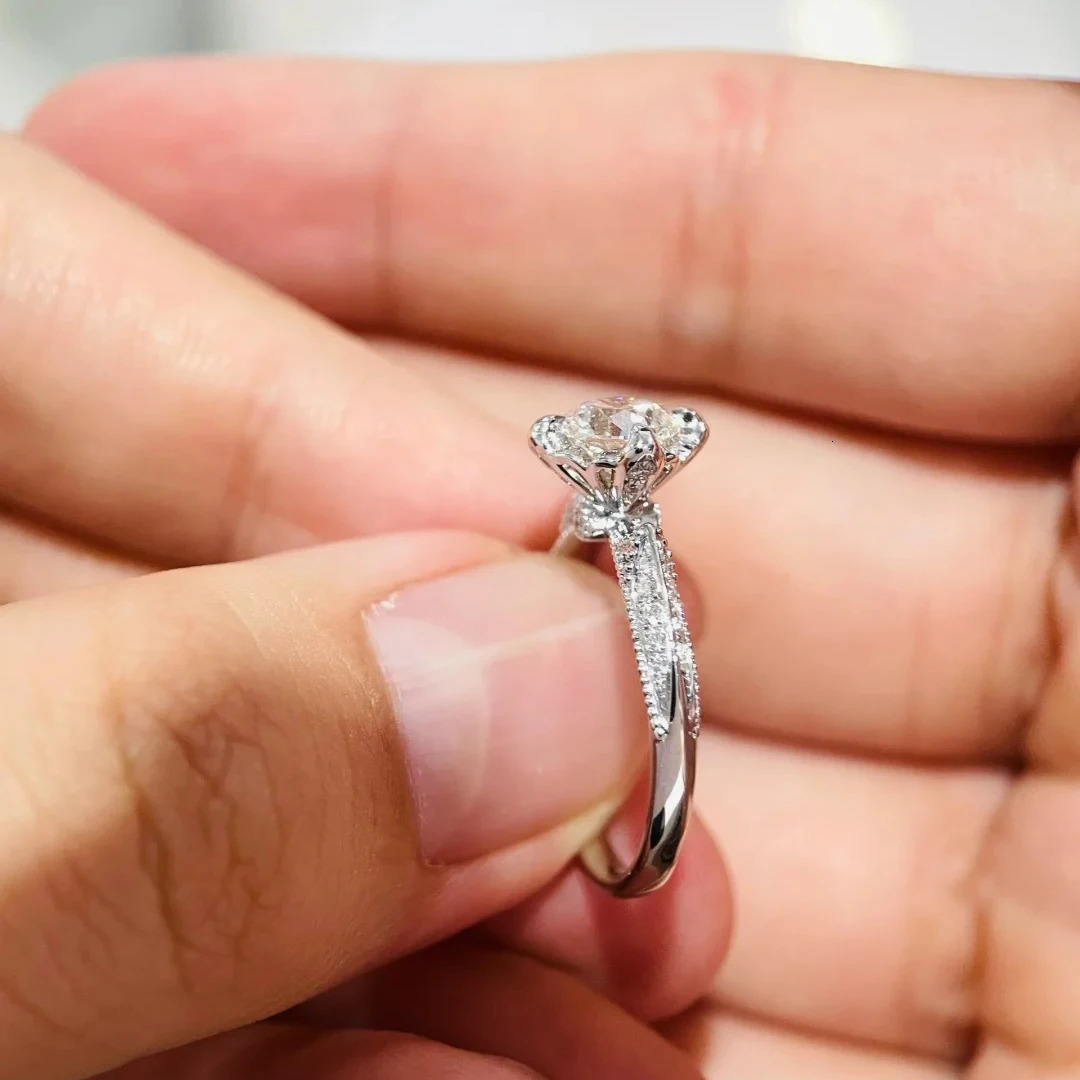 BXINY 1Carat Rings 100% S925 Silver D Color Lab Diamond for Women Wedding Band Gift Fine Jewelry GRA Certified 250712