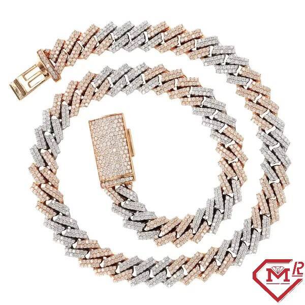 Bling Hiphop 12mm Cuban Link Chain Vvs Men Iced Cuban Necklace 925 Silver Moissanite Cuban Chain
