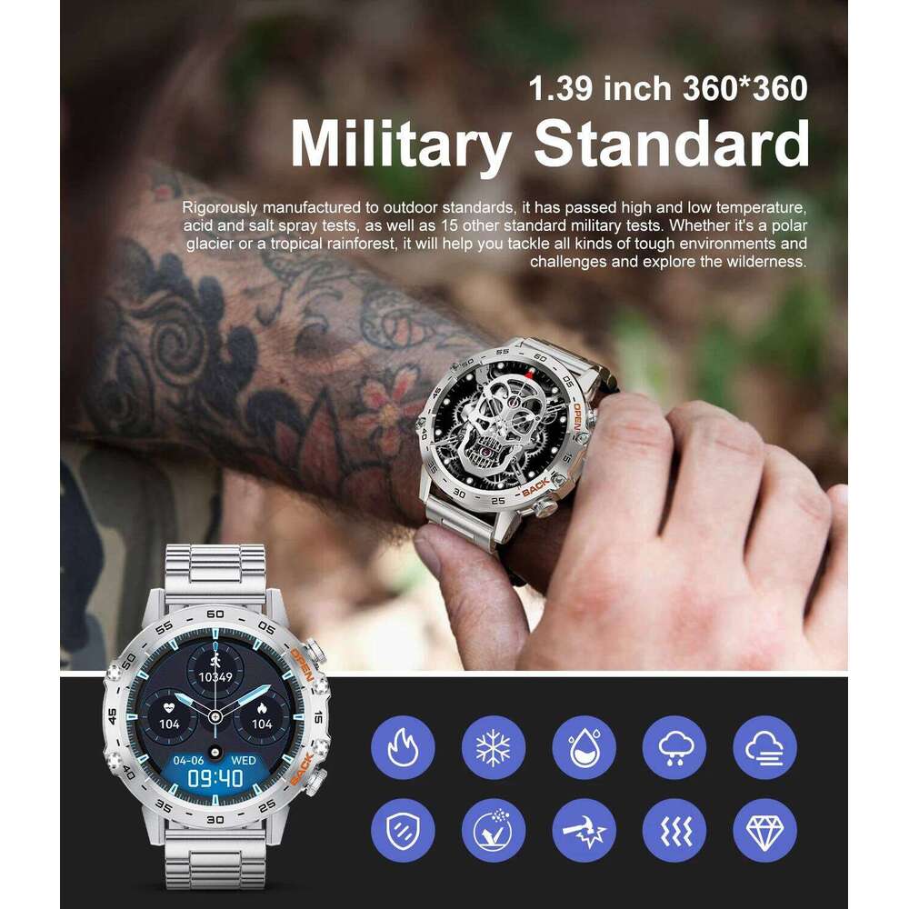LIGE New1.39" Bluetooth Call Smart Watch Men Outdoor Sport Fiess Heart Rate Health Monitoring Smartwatch for Android IOS Phone free shipping