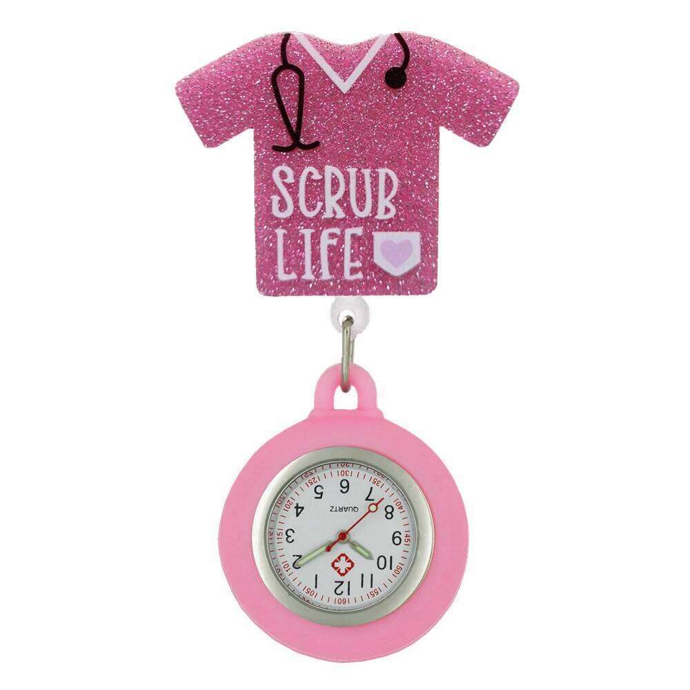 free shipping Hospital Health Care Shiny Heart Medical Icons Cartoon Lovely Nurse Doctor Clip Pocket Watches Hang Clock Gift Watch f