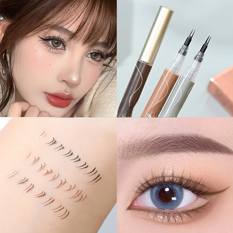 Double Forked Tip Lower Eyelash Pen Natural Ultra-thin Liquid Eyeliner Waterproof Eyelash Brow Eyeliner Pencil Makeup Tools 250717
