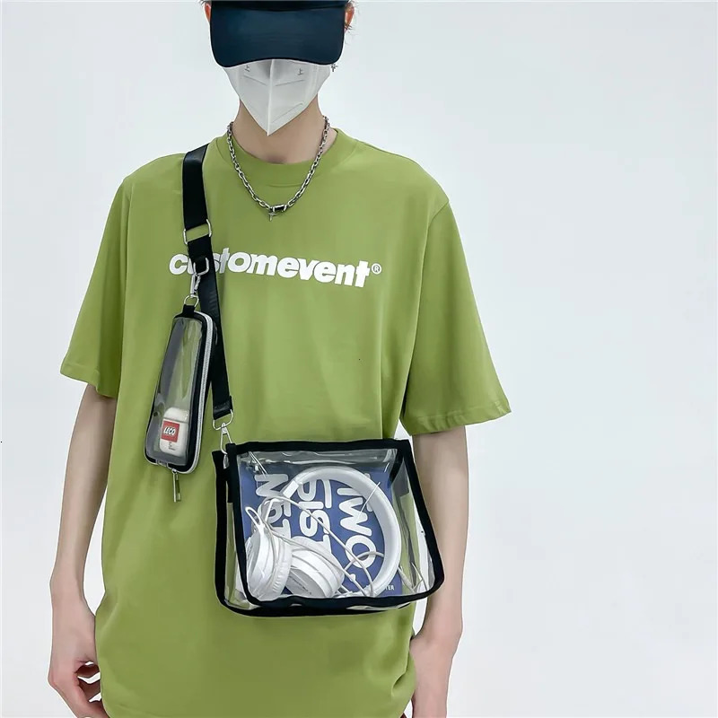 PVC Transparent Shoulder Bag 2 IN 1 Adjustable Shoulder Straps Casual Clear Crossbody Bag Fashion Couple Bag for Boys Girls 250714