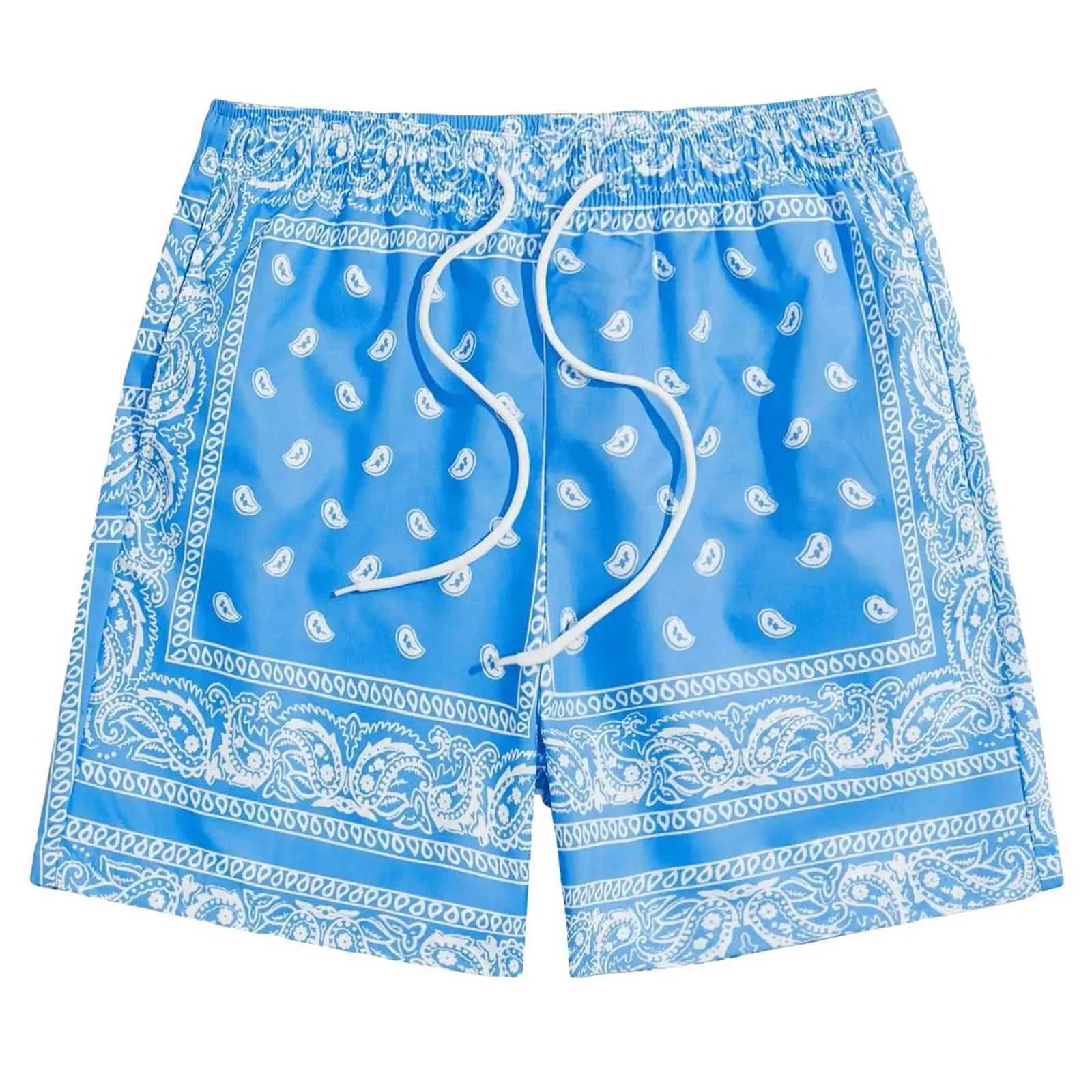 Summer Shorts For Men Plus Size Mens Boho Drawstring Waist Paisley Print Beach Shorts For Men W250718