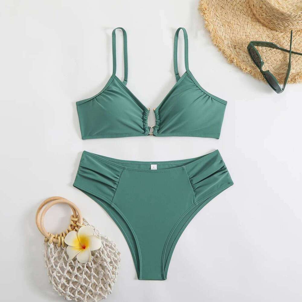 New solid color women's bikini split beach swimsuit