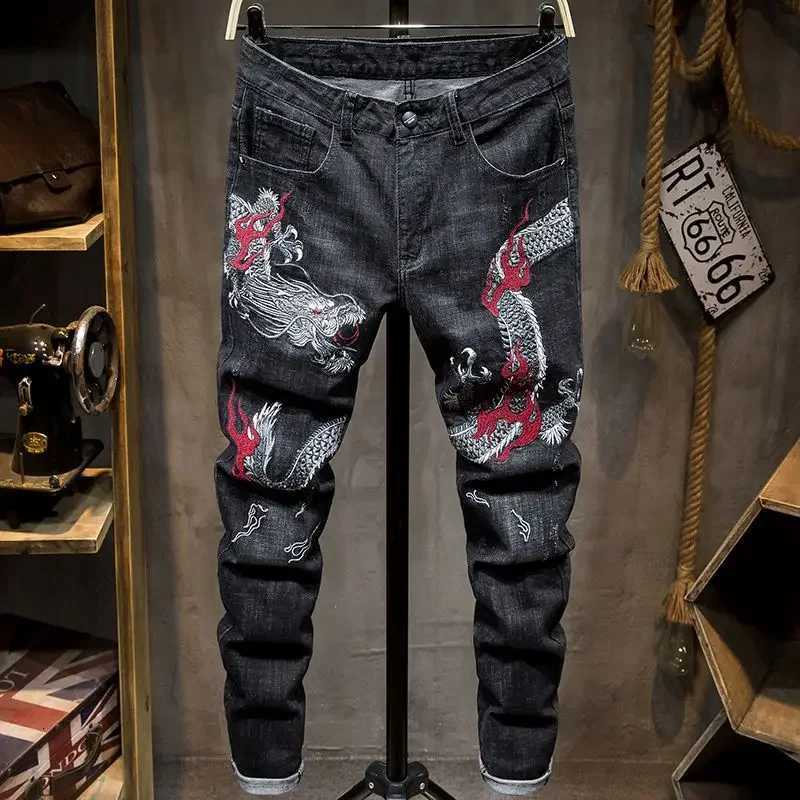 2025 Trend Aesthetic Autumn Clothing Xs Mens Jeans Tapered Male Cowboy Pants Embroidery Trousers Goth Kpop Denim X250718