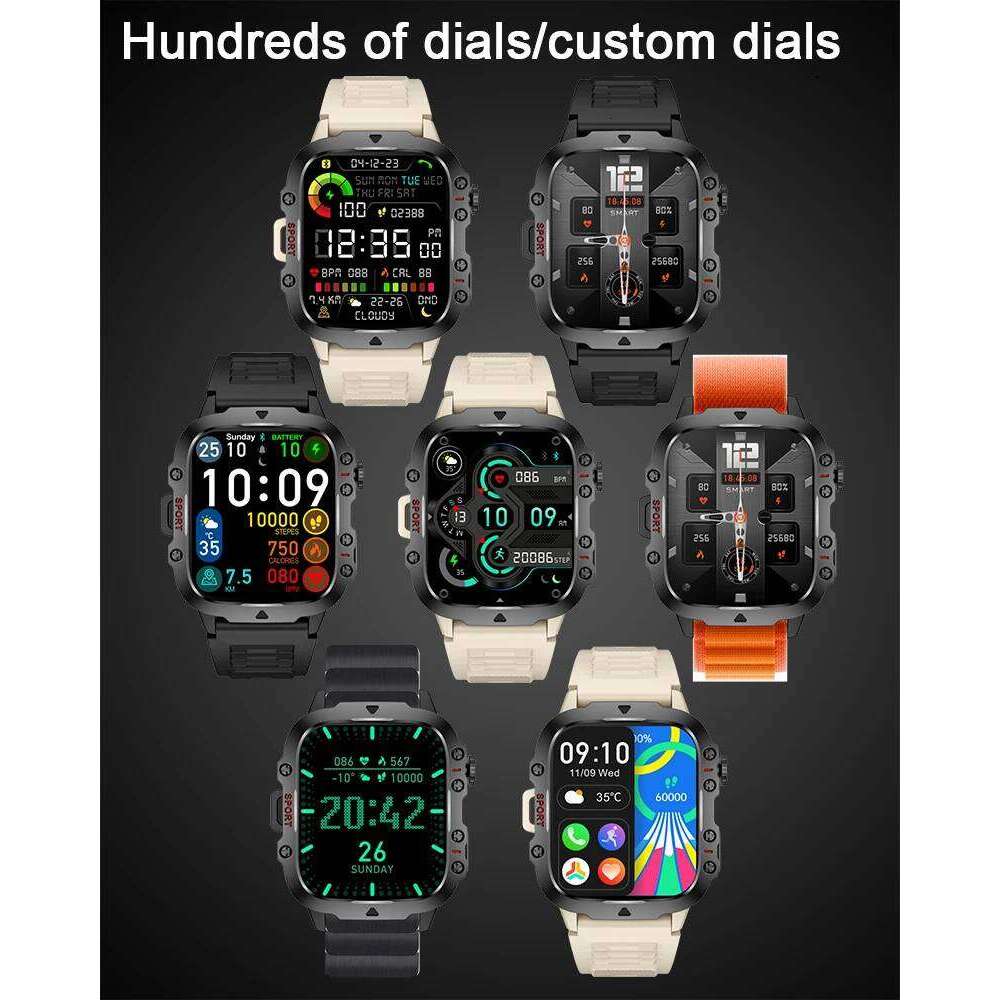 2025 New For Military Smart Watch Men IP68 5ATM Outdoor Sports Fiess Tracker Health Monitor 1.96" BT Call Smartwatch free shipping