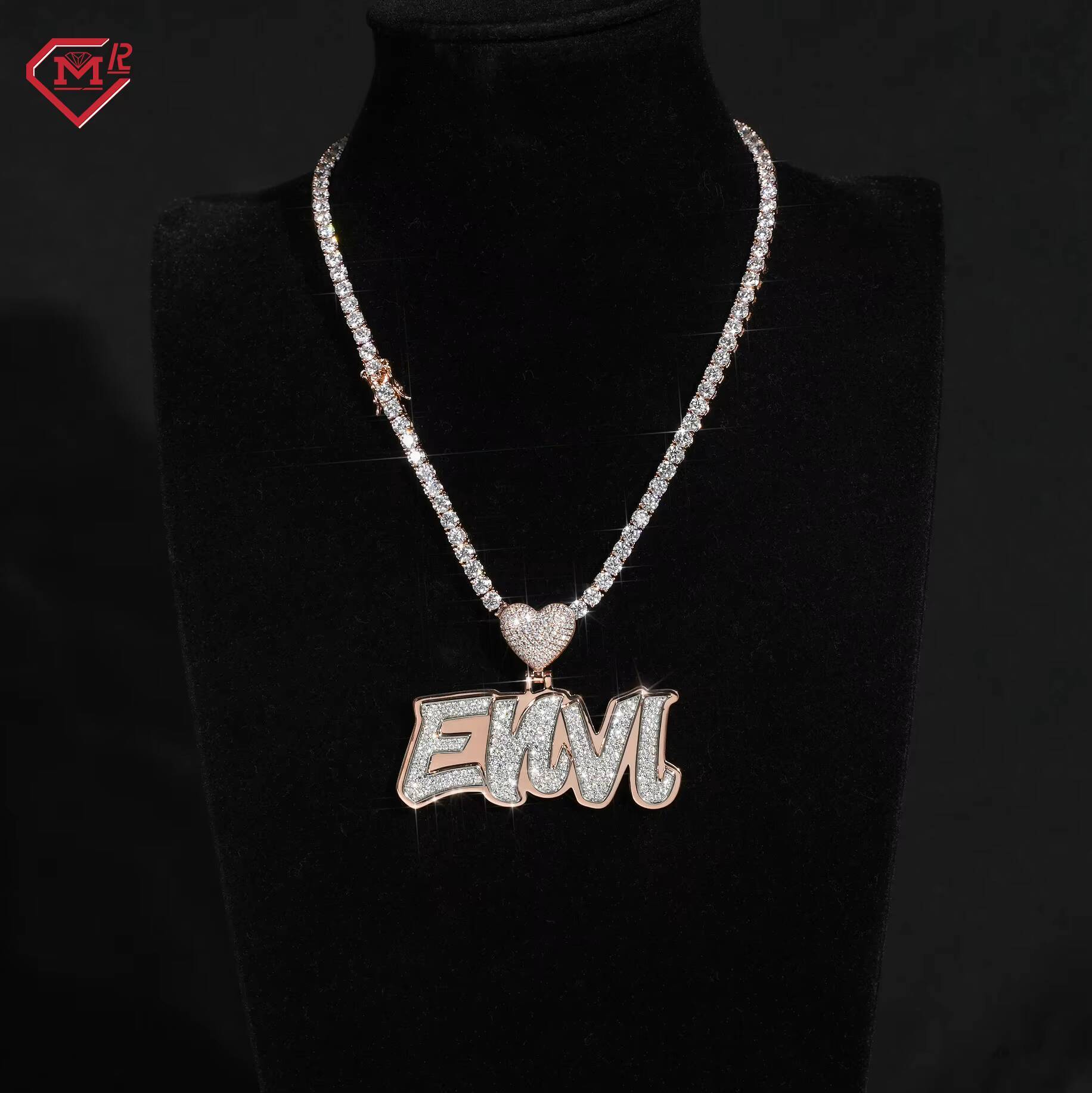 3-6mm Moissanite Chain Vvs Iced Out Tennis Necklace 925 Sliver Hiphop Moissanite Tennis Chain