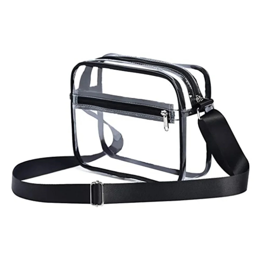 Women PVC Clear Waterproof Small Handbag Portable Travel Stadium Approved Zipper Shoulder Crossbody Bag Toiletry Pouch 250714