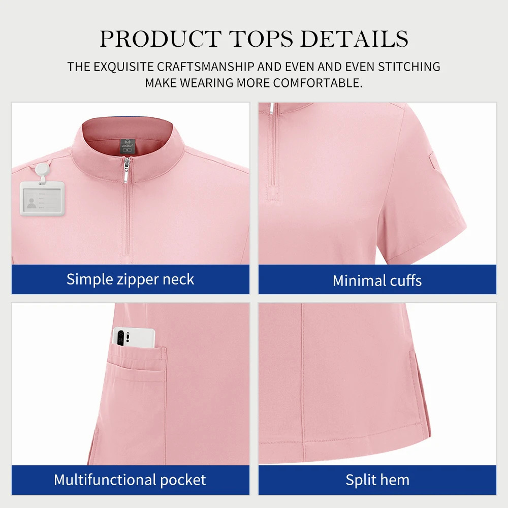 Doctor Nurse Uniforms Woman Scrub Set Beauty Salon Work Wear Clinical Scrubs Top-Pants Spa Nursing Tunic Suit 250715