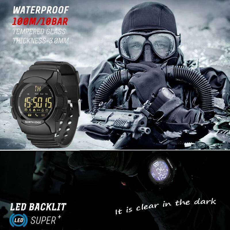 Men's Military Water Resistant 100M NORTH EDGE Sport Watch Army Led Digital Wrist Stopwatches Male For IOS Android free shipping