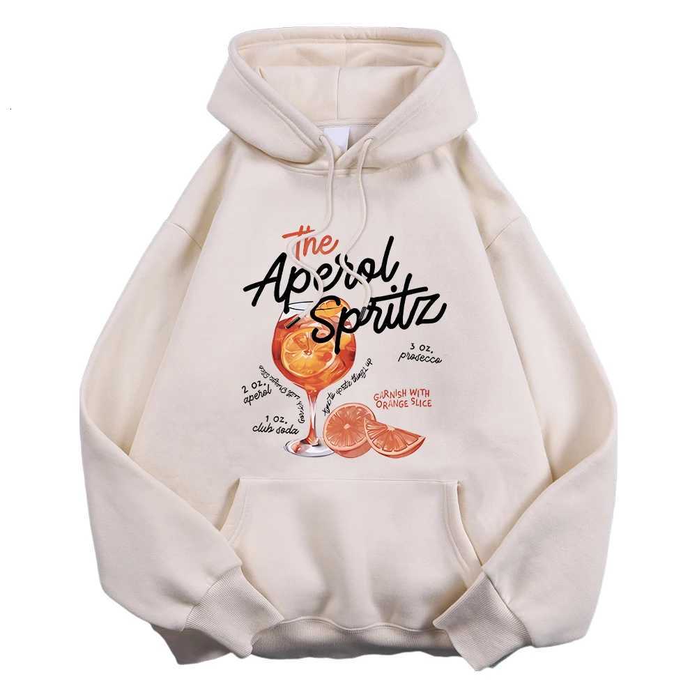 Winter Womens Hoodie The Aperol Spritz Retro Cocktail Printing Sweatshirt Loose Pocket Warm Face Pullover Kaii Sportswear XJ250717