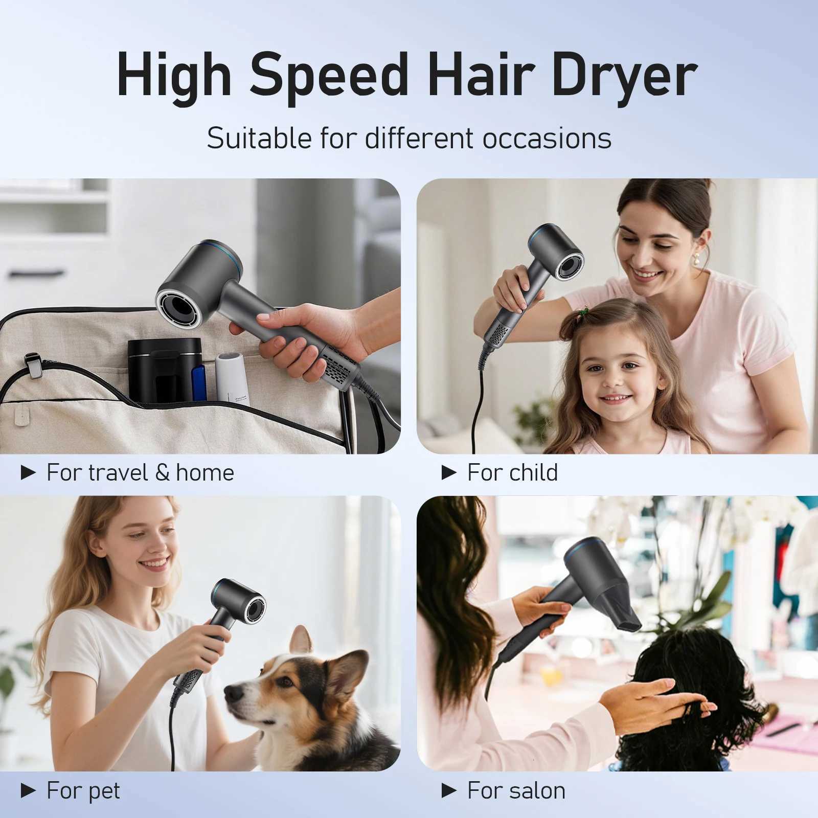 Hair Dryer 600 Million Professional Negative Ions 110000 1200 RPM High-Speed Brushless Motor Fast Drying Hair Dryer for Home Travel W250718