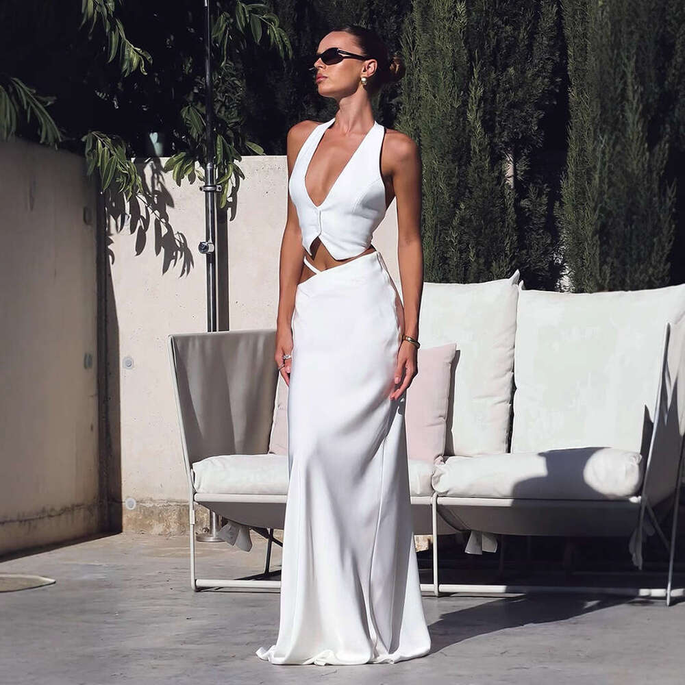 Solid Color Spring Summer New Comfortable Soft Elegant Slim Fit Long Skirt For Women B5