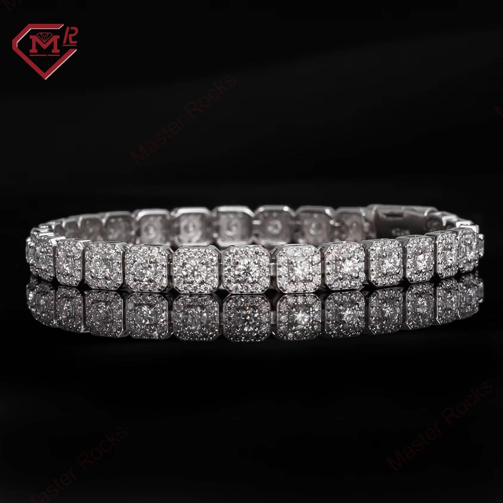 Gra Certification Cluster Tennis Chain Bracelet 925 Silver Vvs Iced Out Moissanite Tennis Chain