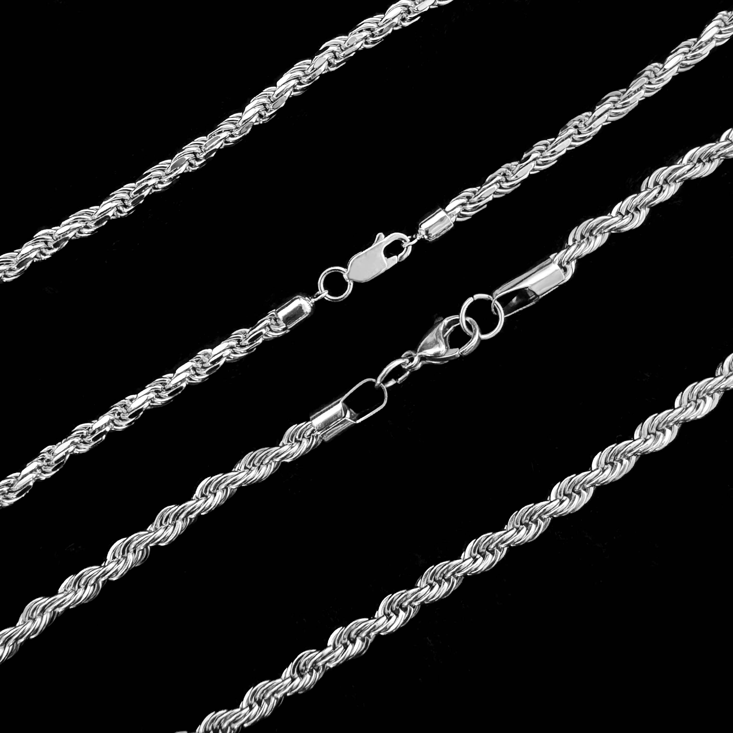 Hip Hop 10k Gold Rope Chain 6mm Width Sterling Silver 22inches Necklace Diamond Cut Rope Chains