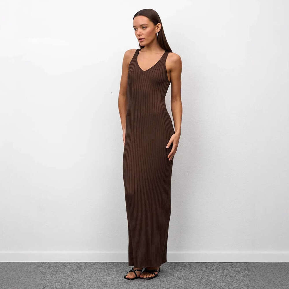Strap Summer New Wide Shoulder Inner Long Slim Fit Knitted Dress B5