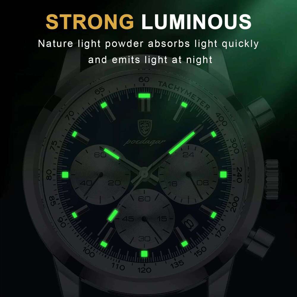 Top Brand Men's Quartz Waterproof Luminous Chronograph Military Man Watch Fashion Leather Watches For Men free shipping
