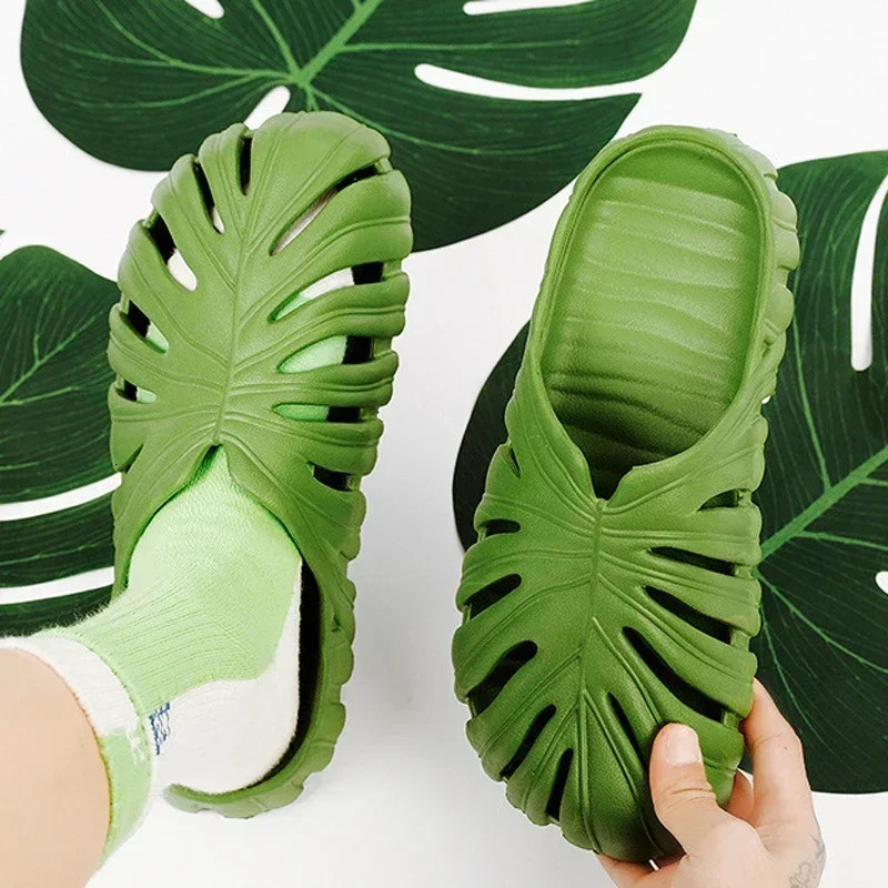 Male Slipper Platform Cloud Monstera Funny Leaf Home Soft Slides Sandals Outdoor Summer Ladies House Shoe Flat Men Female Beach 250717
