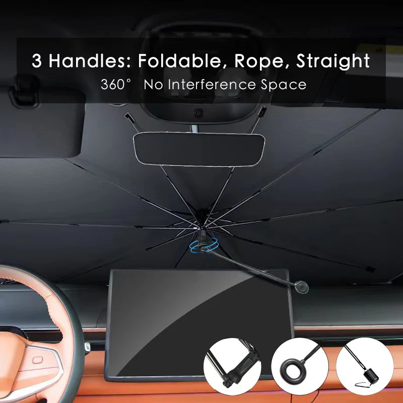 Car Umbrella Sunshade Windshield Front Cover Window Foldable Sun Shade Block Heat Portable Bent Parasol Auto Curved Model Shades 250715