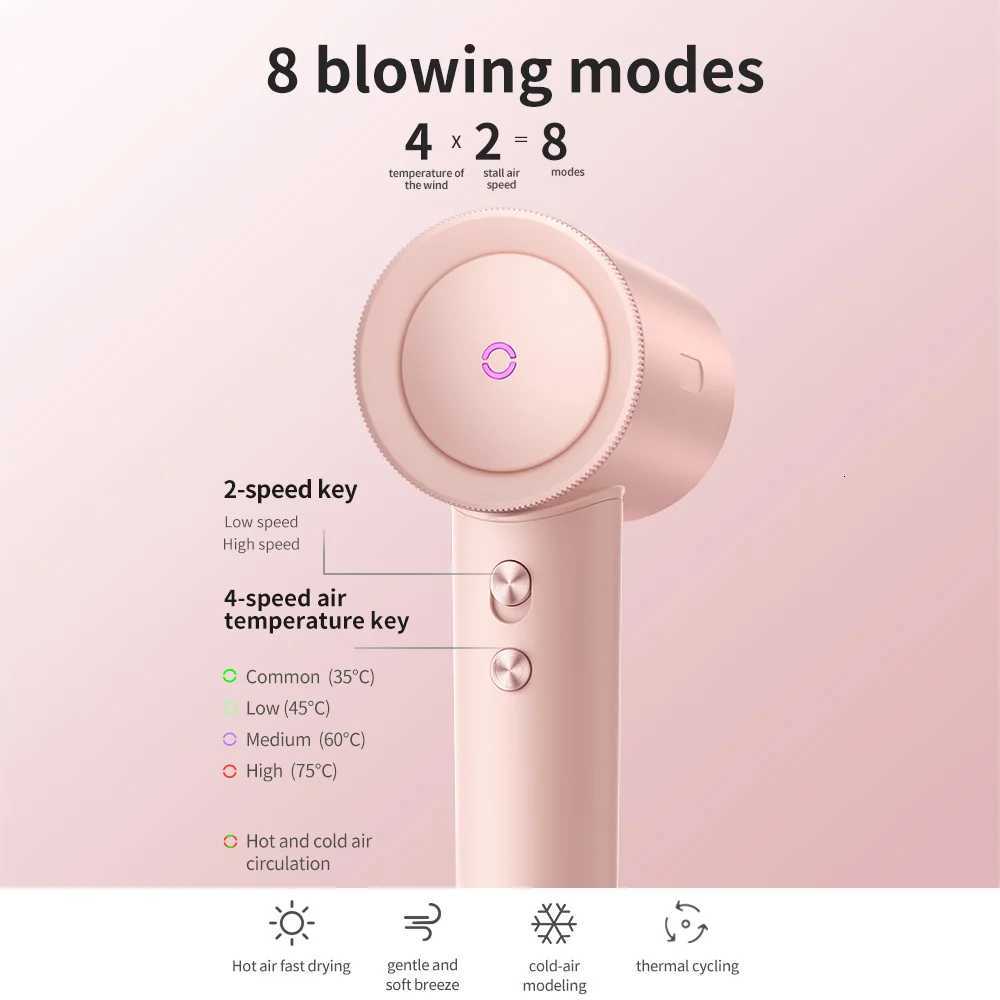 1600W High-Speed Electric Hair Dryer Machine Adjustable Temperature Professional Low Noise Fast Drying Anion Hair Care Blow Dryer W250718